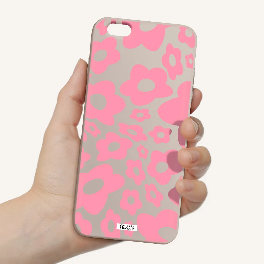 Five Petal Pink Flower Apple iPhone 6 plus Silicone Stone Case