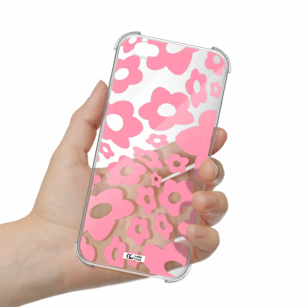 Five Petal Pink Flower Apple iPhone 6 s plus Clear PC Case