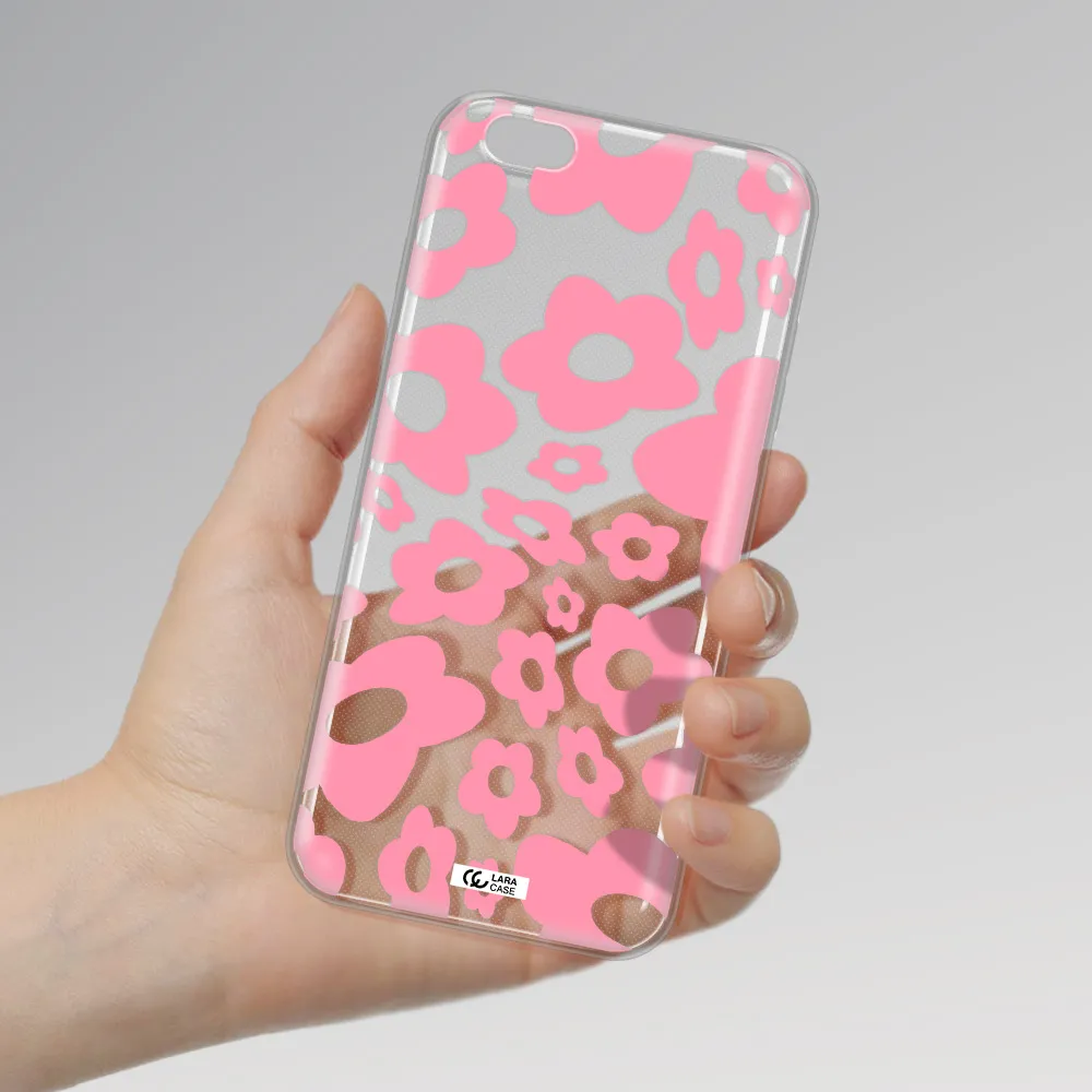 Five Petal Pink Flower Apple iPhone 6 s plus Clear TPU Case