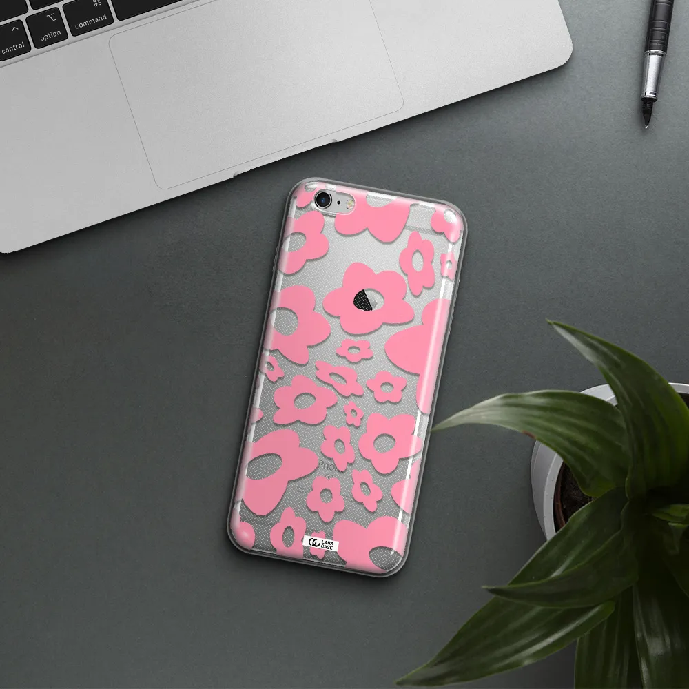 Five Petal Pink Flower Apple iPhone 6 s plus Clear TPU Case