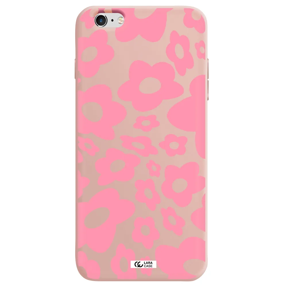 Five Petal Pink Flower Apple iPhone 6 s plus Silicone pastel pink Case
