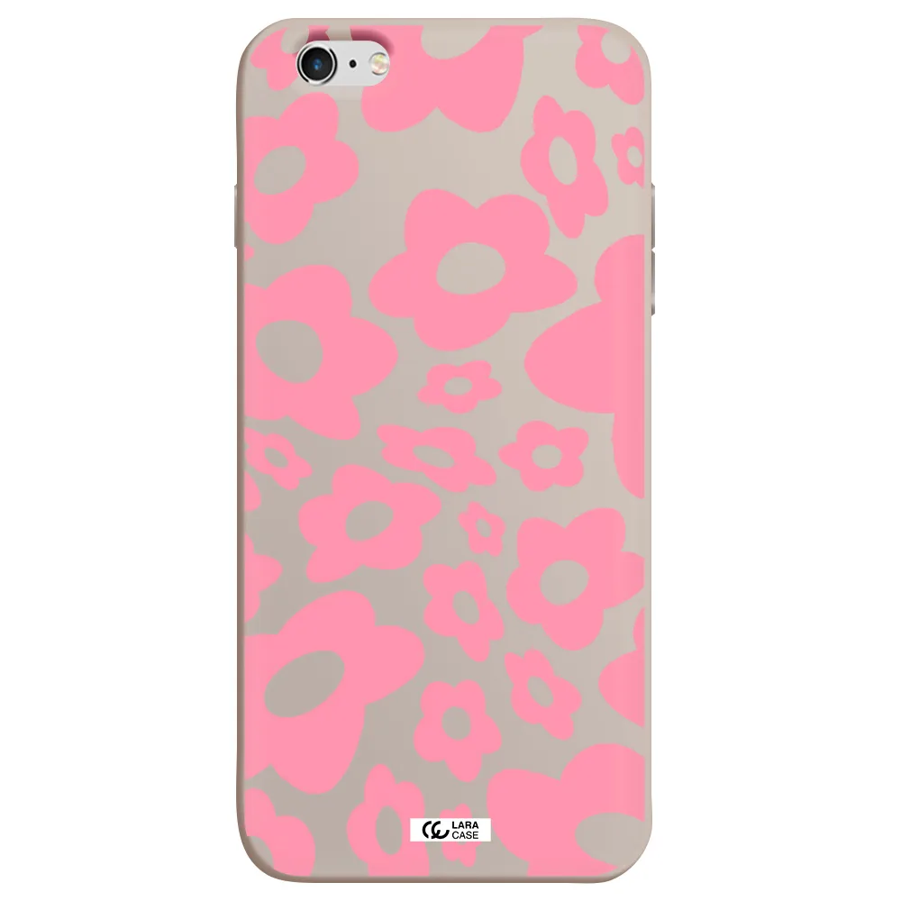 Five Petal Pink Flower Apple iPhone 6 s plus Silicone Stone Case