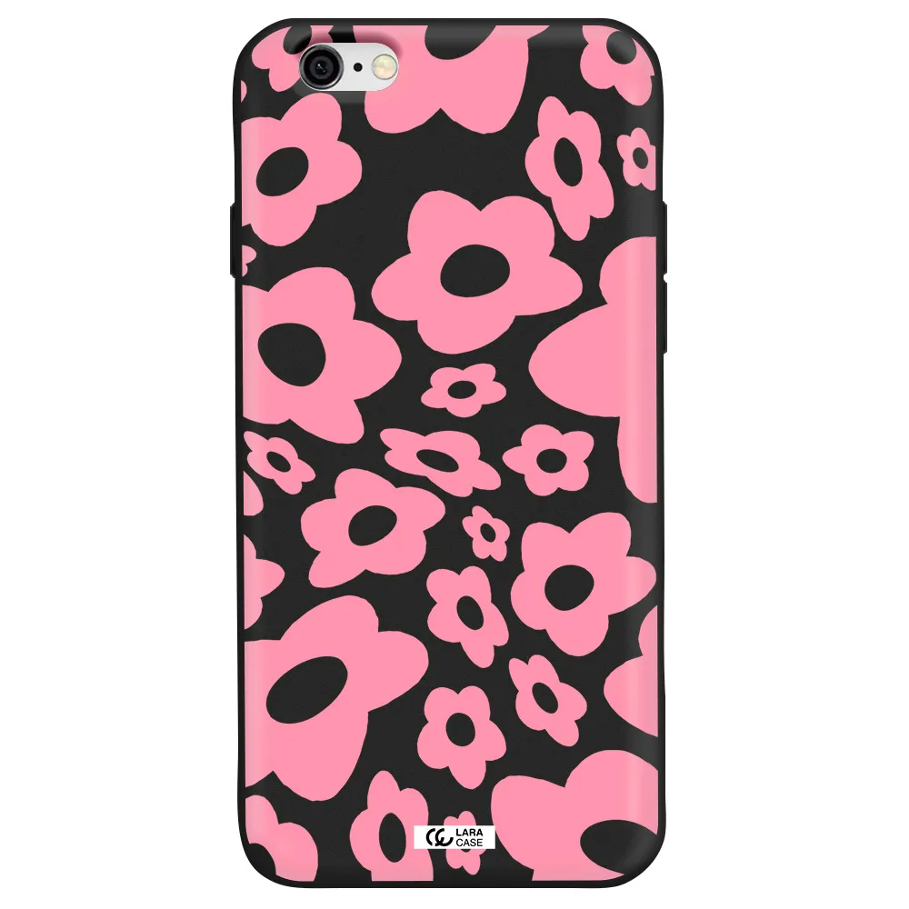 Five Petal Pink Flower Apple iPhone 6 Silicone black Case