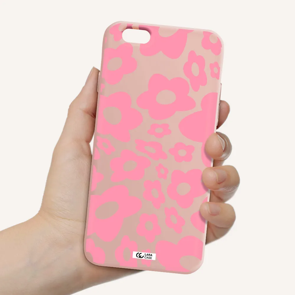 Five Petal Pink Flower Apple iPhone 6 Silicone pastel pink Case
