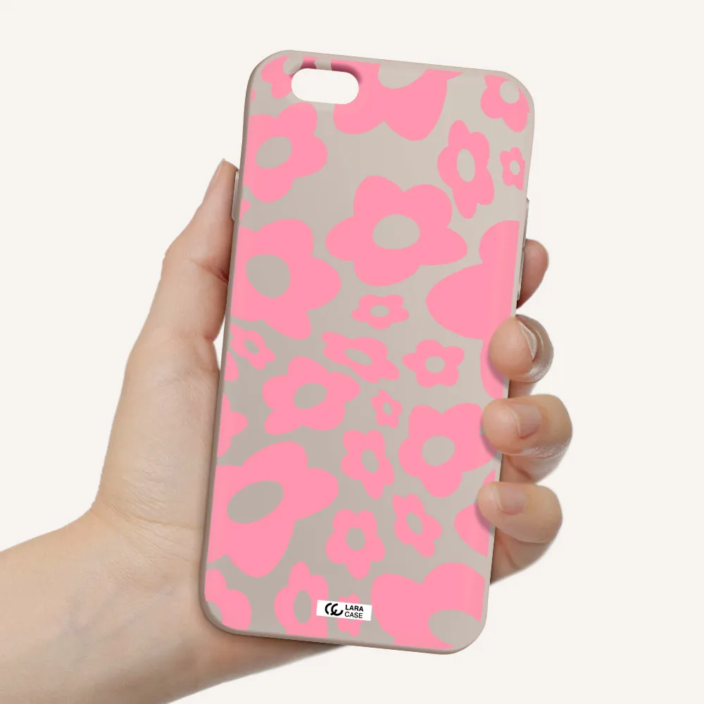Five Petal Pink Flower Apple iPhone 6 Silicone Stone Case