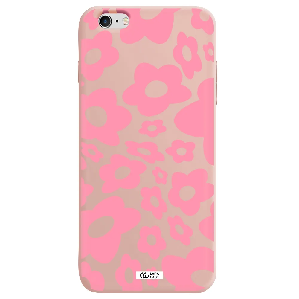 Five Petal Pink Flower Apple iPhone 6S Silicone pastel pink Case