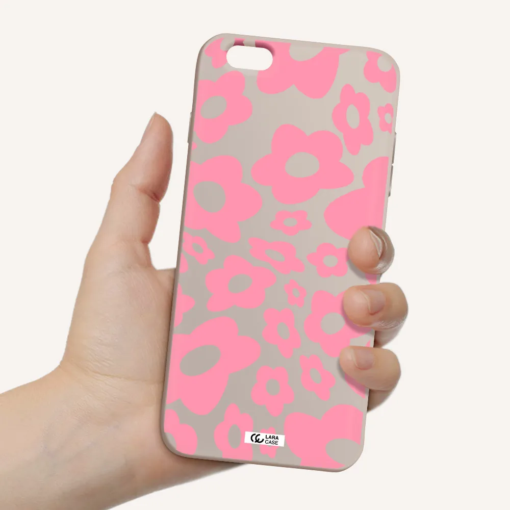 Five Petal Pink Flower Apple iPhone 6S Silicone Stone Case