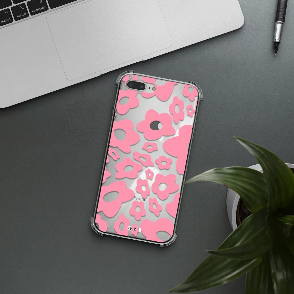 Five Petal Pink Flower Apple iPhone 7 plus Clear PC Case