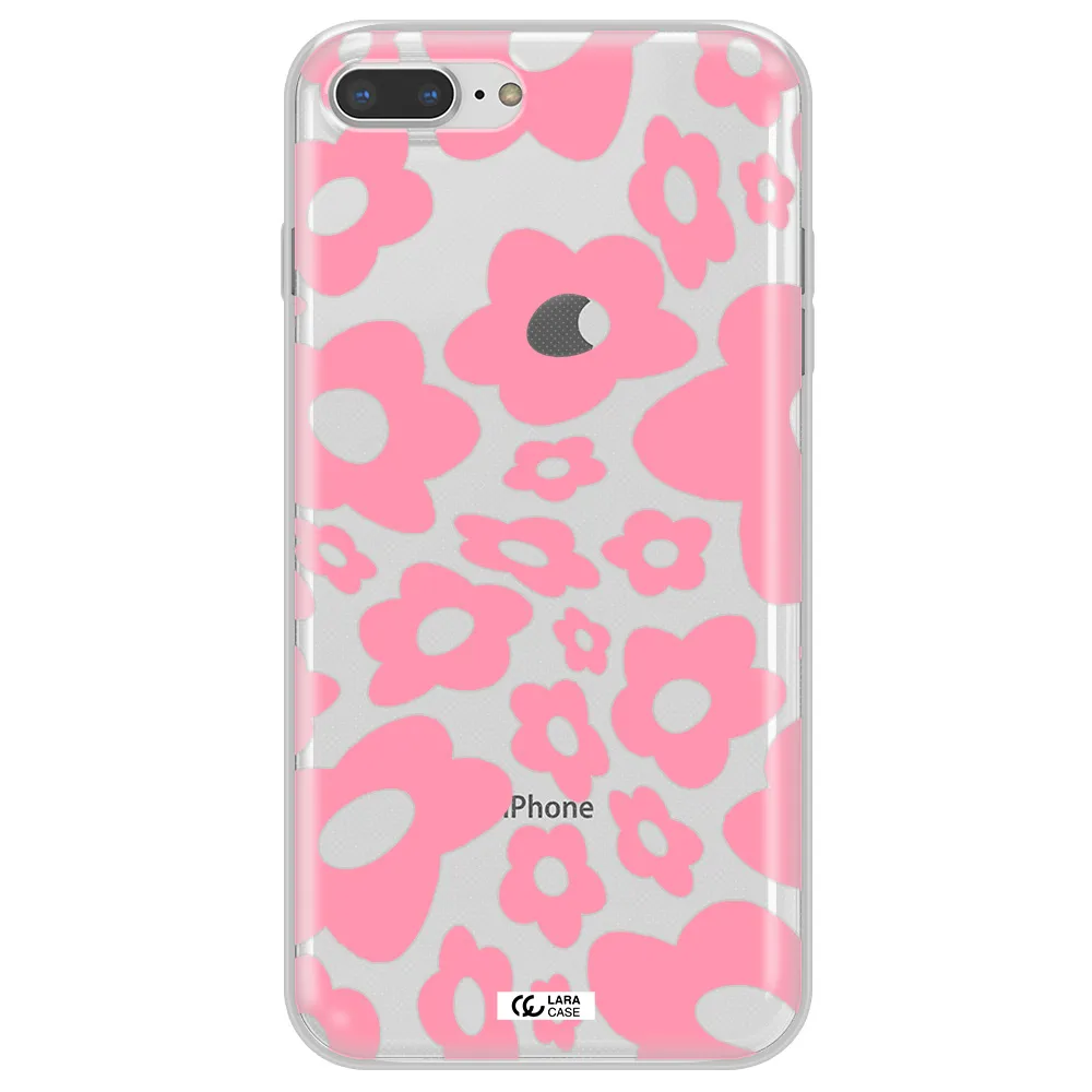 Five Petal Pink Flower Apple iPhone 7 plus Clear TPU Case