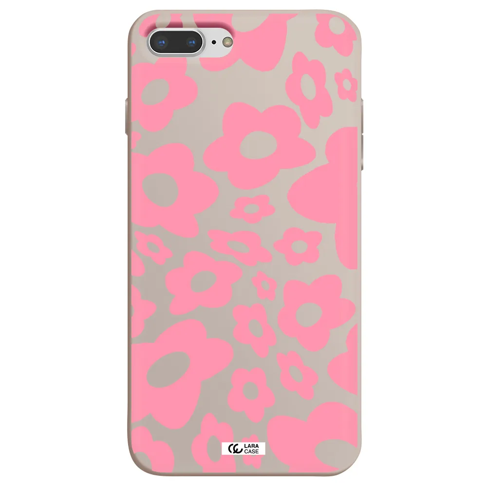 Five Petal Pink Flower Apple iPhone 7 plus Silicone Stone Case