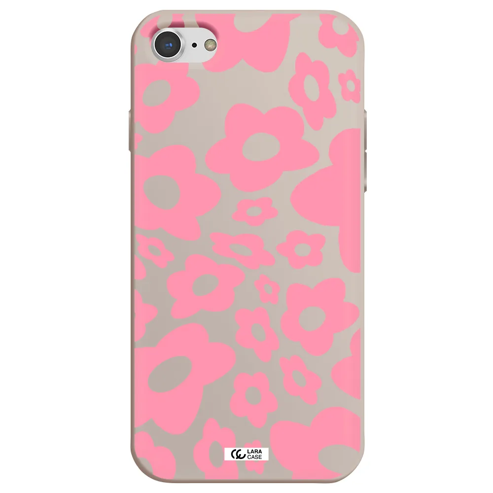 Five Petal Pink Flower Apple iPhone 7 Silicone Stone Case