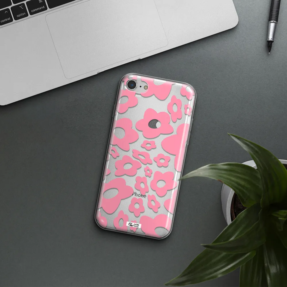 Five Petal Pink Flower Apple iPhone 8 Clear TPU Case