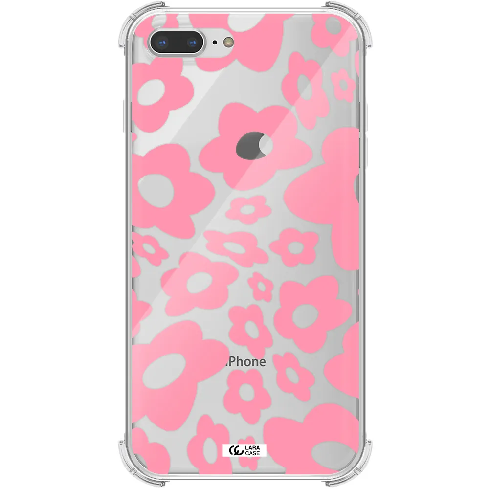 Five Petal Pink Flower Apple iPhone 8 plus Clear PC Case