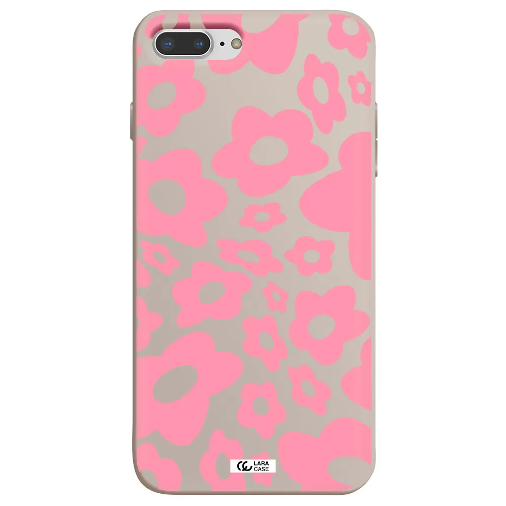 Five Petal Pink Flower Apple iPhone 8 plus Silicone Stone Case
