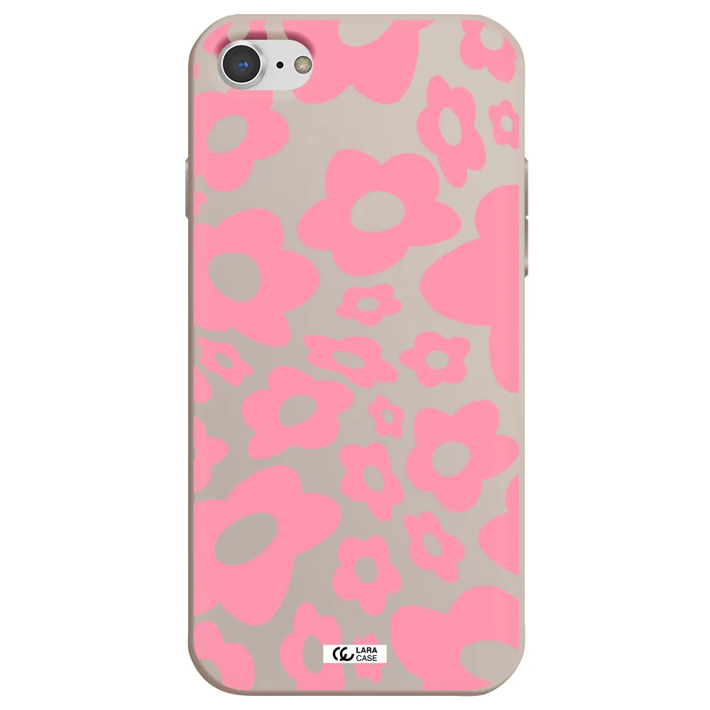 Five Petal Pink Flower Apple iPhone 8 Silicone Stone Case