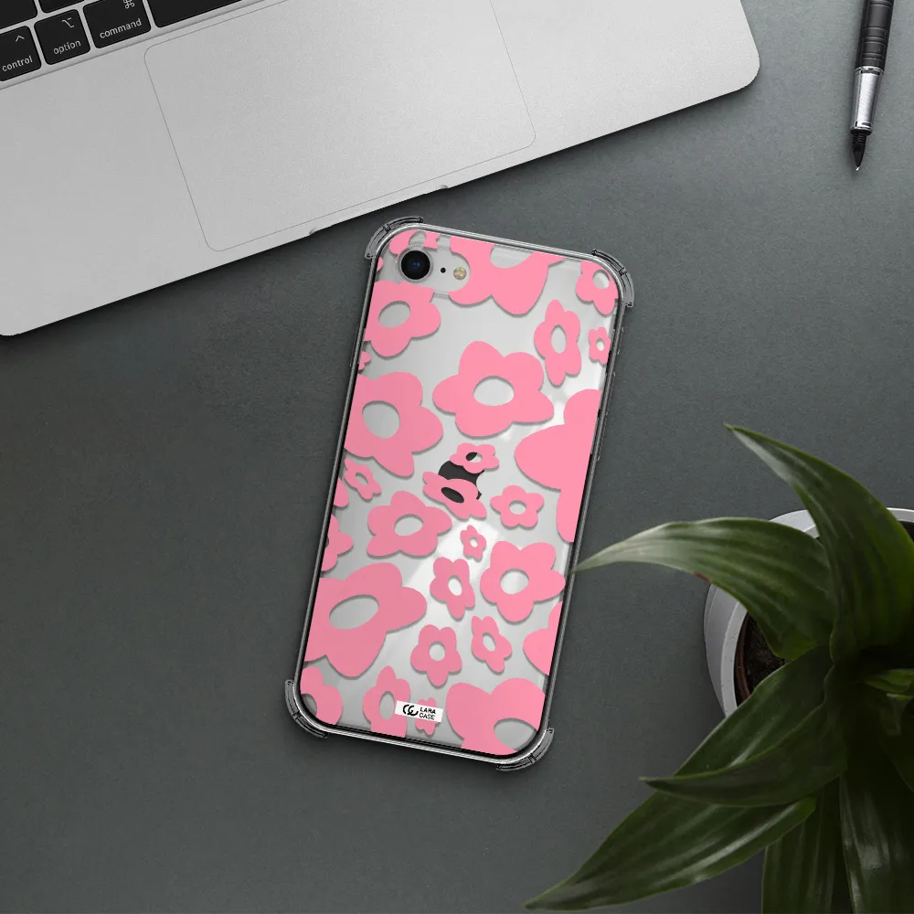 Five Petal Pink Flower Apple iPhone se 2020 Clear PC Case