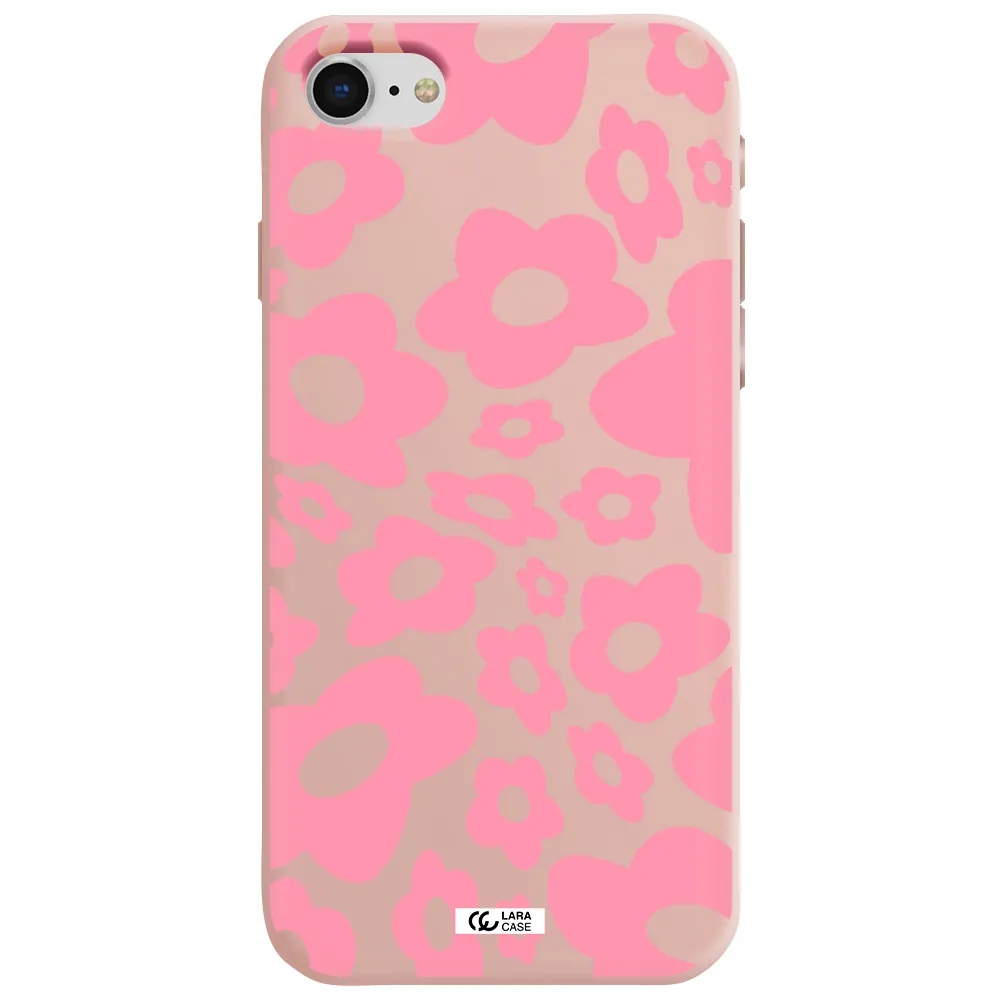 Five Petal Pink Flower Apple iPhone se 2020 Silicone pastel pink Case