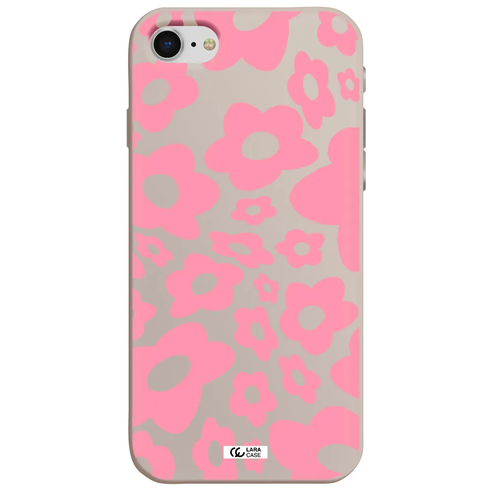 Five Petal Pink Flower Apple iPhone se 2020 Silicone Stone Case