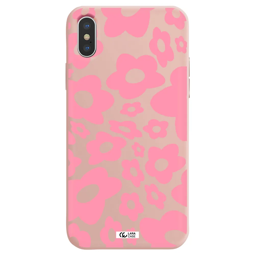 Five Petal Pink Flower Apple iPhone X Silicone pastel pink Case