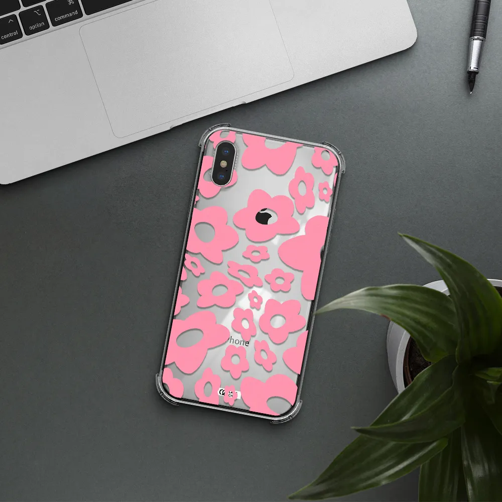Five Petal Pink Flower Apple iPhone XS Clear PC Case
