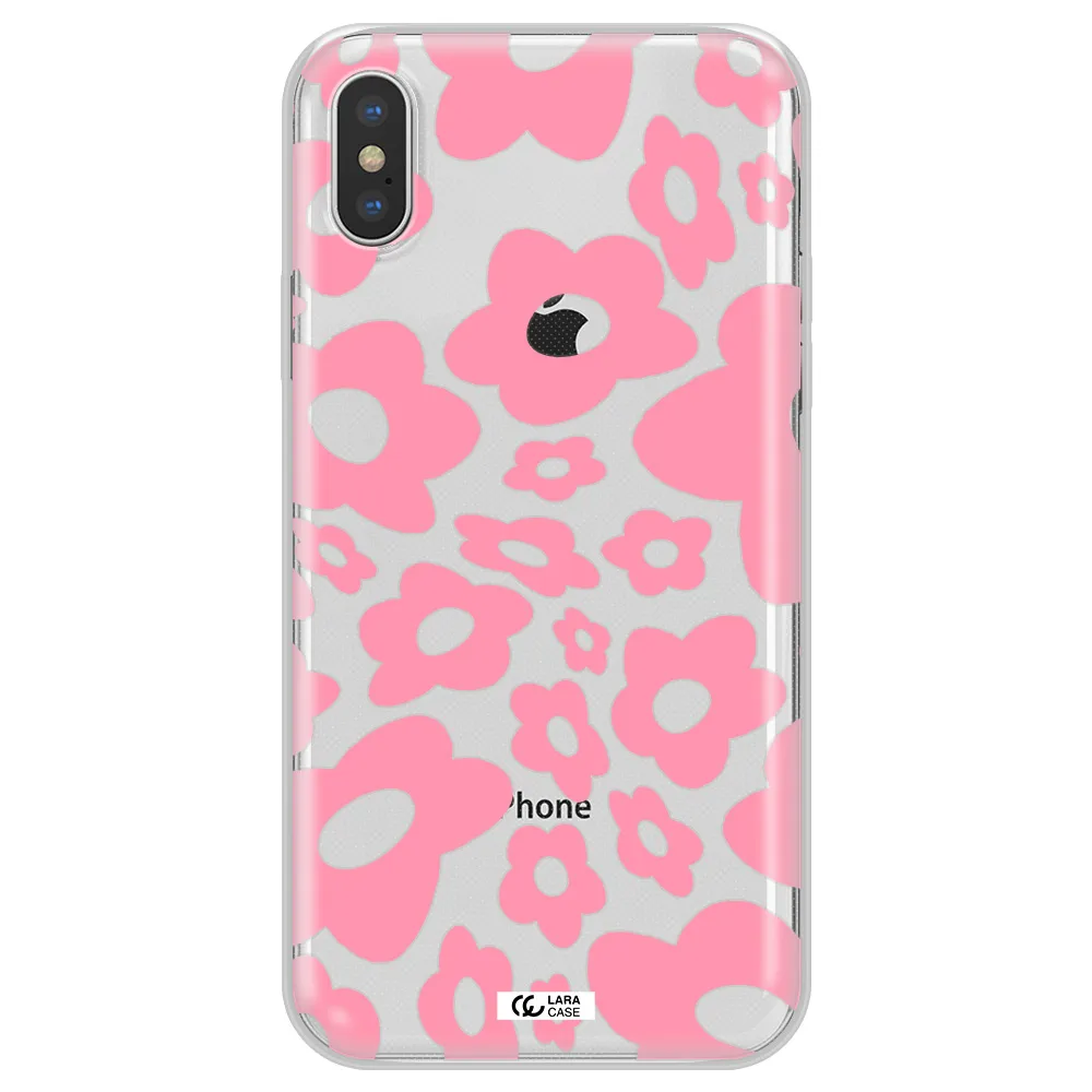 Five Petal Pink Flower Apple iPhone XS Clear TPU Case