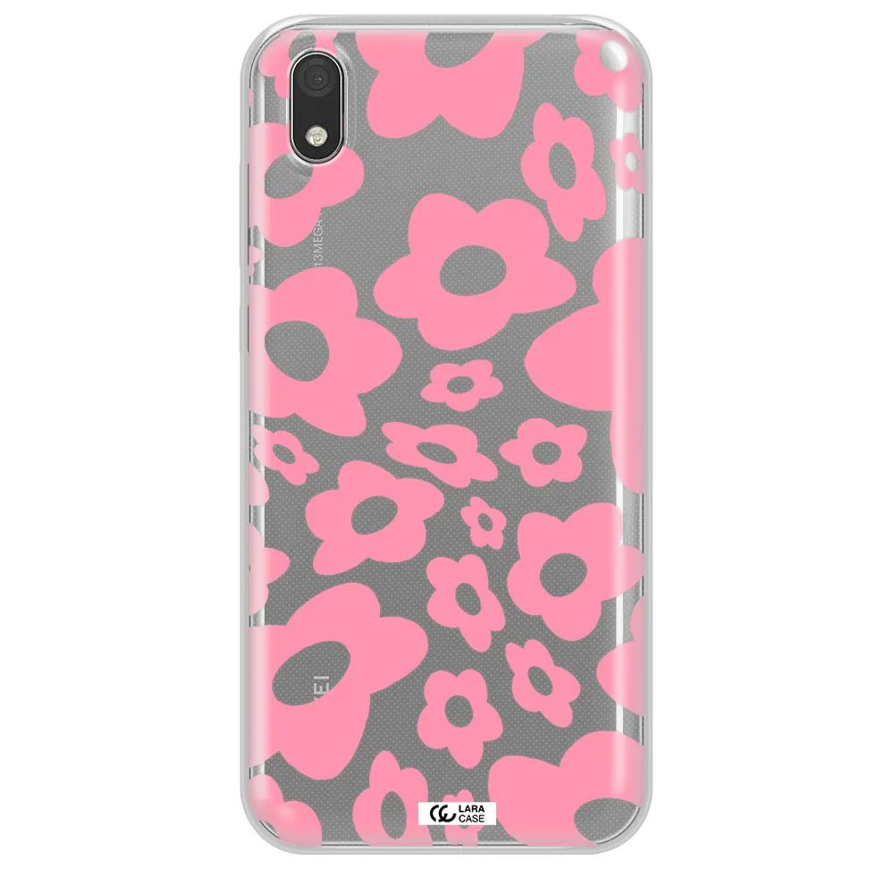Five Petal Pink Flower Huawei Honor 8S Clear TPU Case