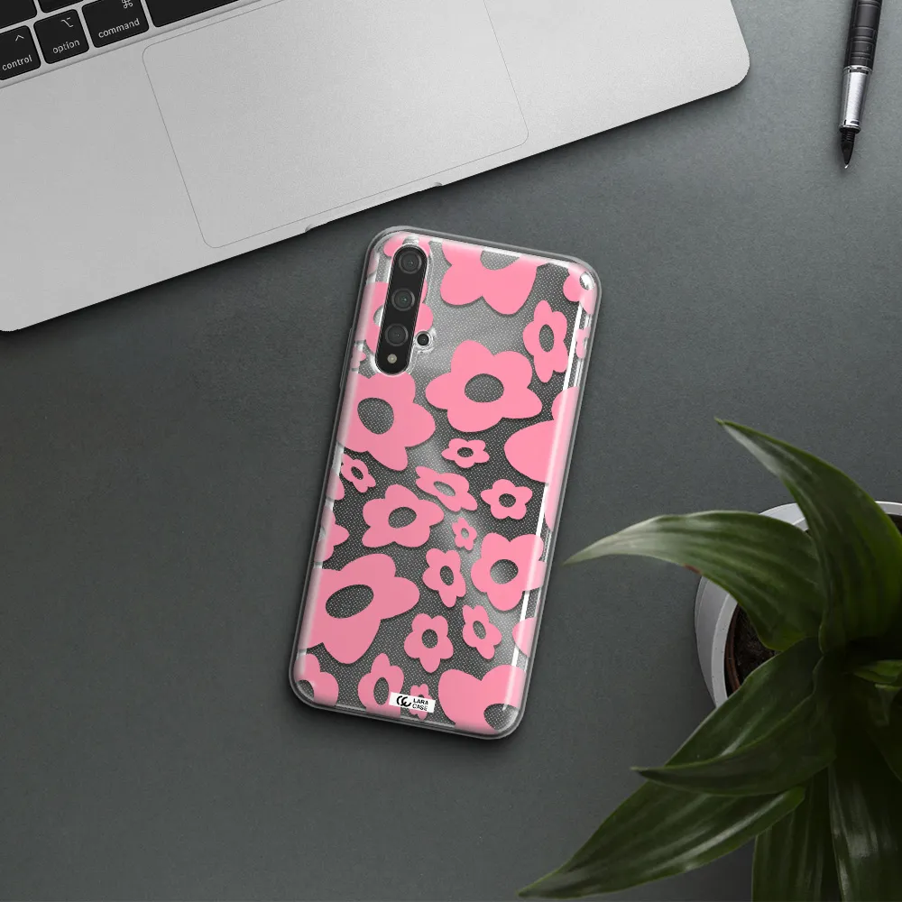 Five Petal Pink Flower Huawei Nova 5t Clear TPU Case