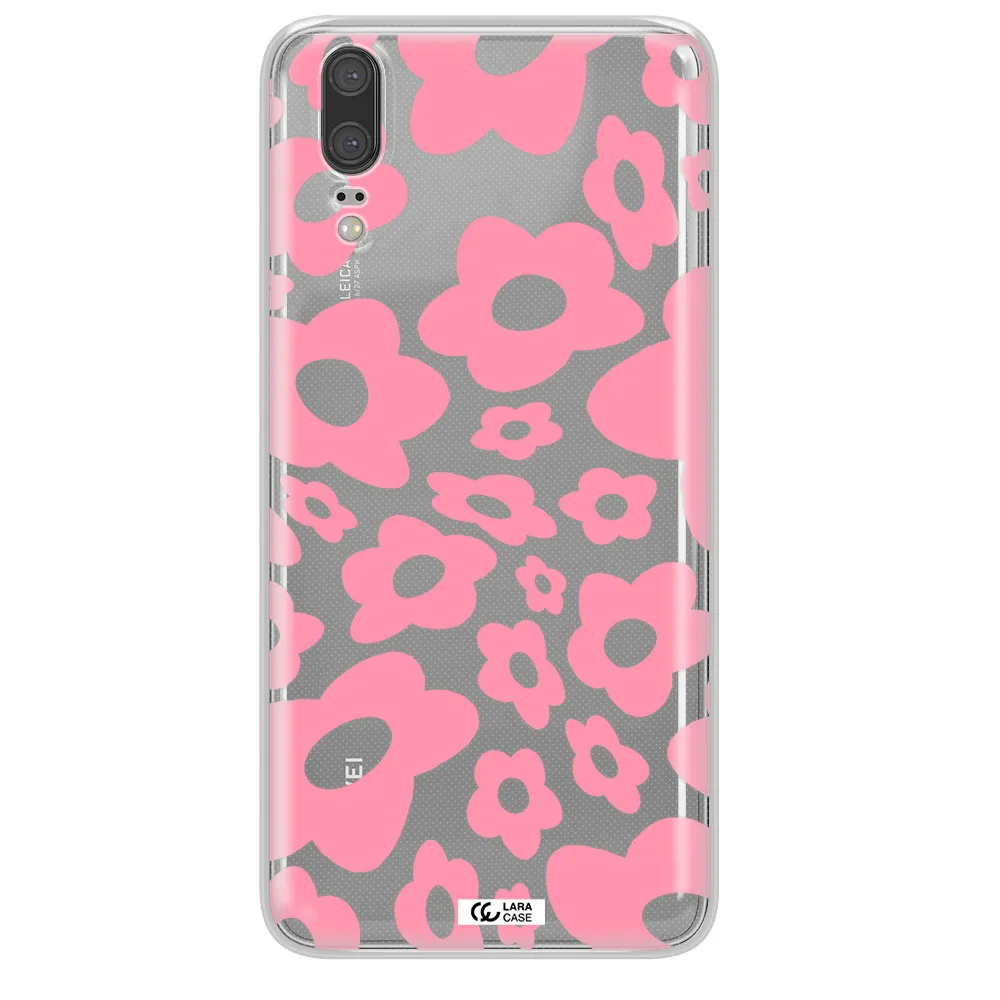 Five Petal Pink Flower Huawei P20 Clear TPU Case