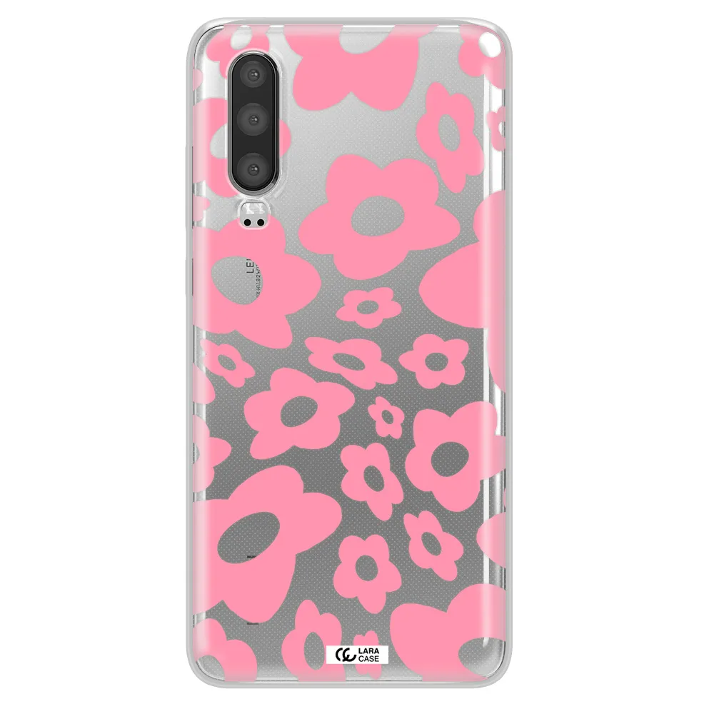 Five Petal Pink Flower Huawei P30 Clear TPU Case