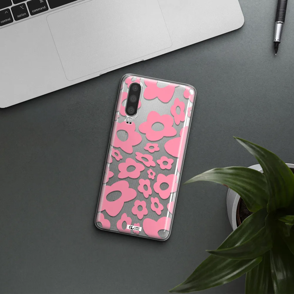 Five Petal Pink Flower Huawei P30 Clear TPU Case