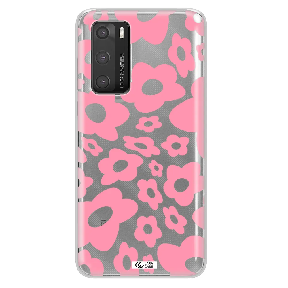 Five Petal Pink Flower Huawei P40 Clear TPU Case