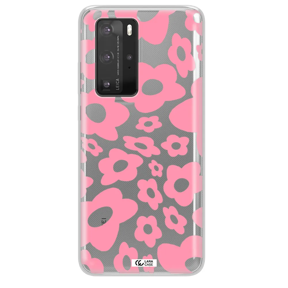 Five Petal Pink Flower Huawei P40 Pro Clear TPU Case