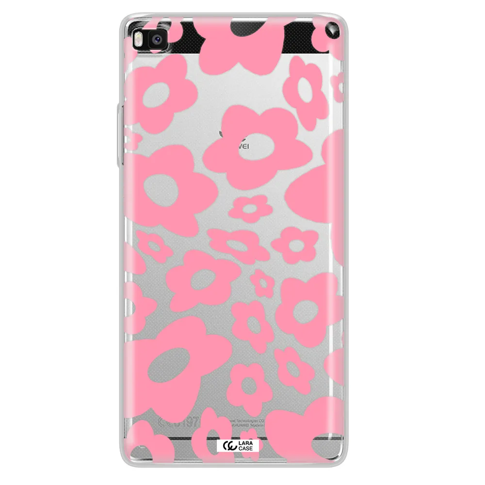 Five Petal Pink Flower Huawei P8 Clear TPU Case