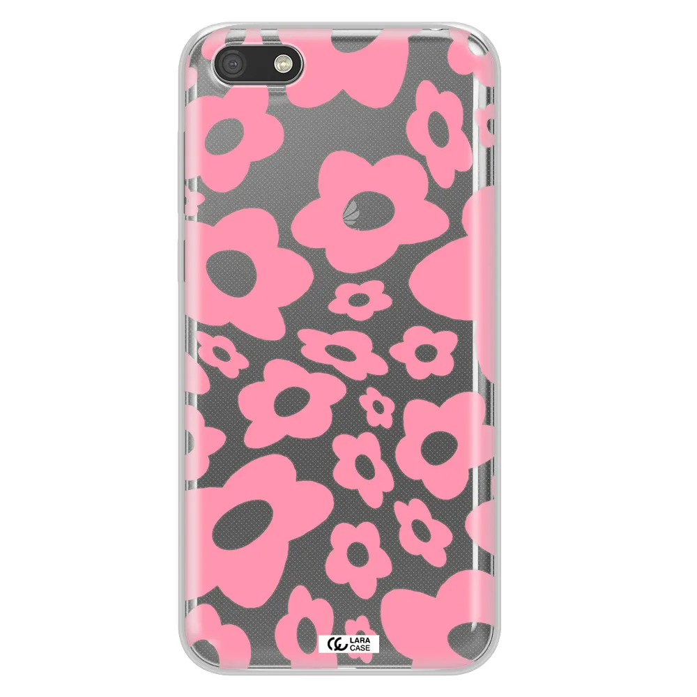 Five Petal Pink Flower Huawei Y5 2018 Clear TPU Case