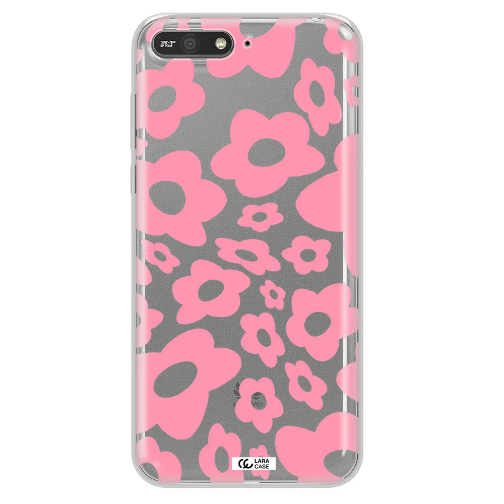 Five Petal Pink Flower Huawei Y6 2018 Clear TPU Case