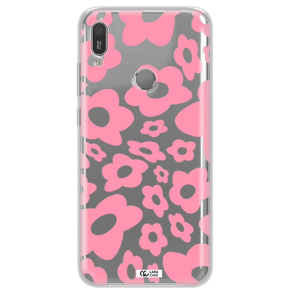 Five Petal Pink Flower Huawei Y6 2019 Clear TPU Case
