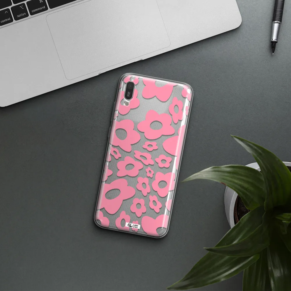 Five Petal Pink Flower Huawei Y6 Pro 2019 Clear TPU Case