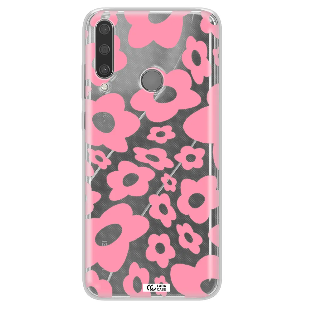 Five Petal Pink Flower Huawei Y6P Clear TPU Case