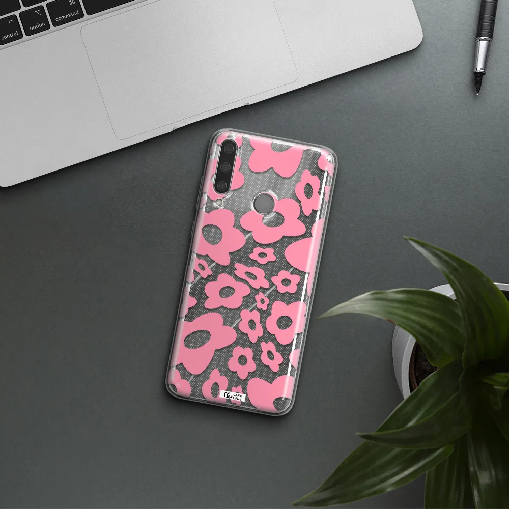 Five Petal Pink Flower Huawei Y6P Clear TPU Case