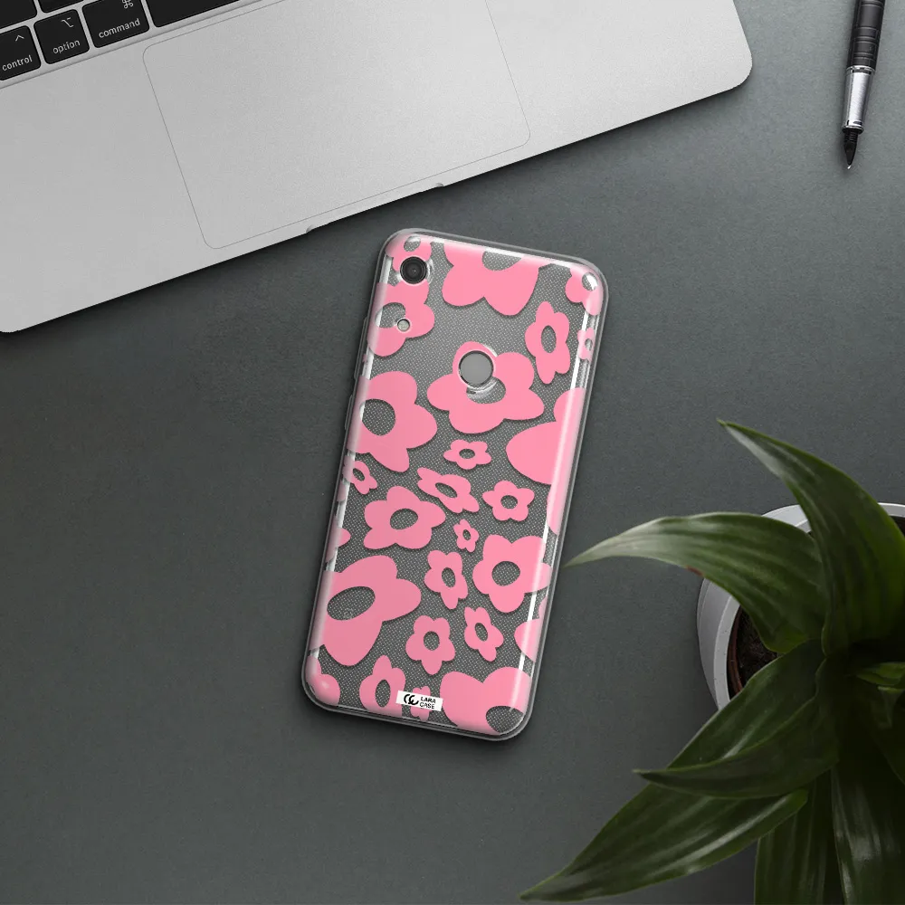 Five Petal Pink Flower Huawei Y6S Clear TPU Case