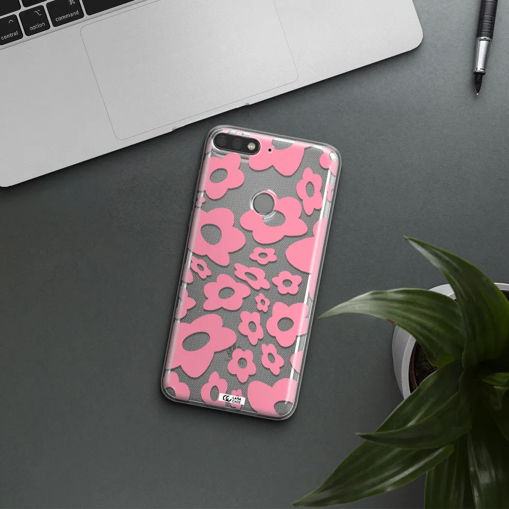 Five Petal Pink Flower Huawei Y7 Prime 2018 Clear TPU Case
