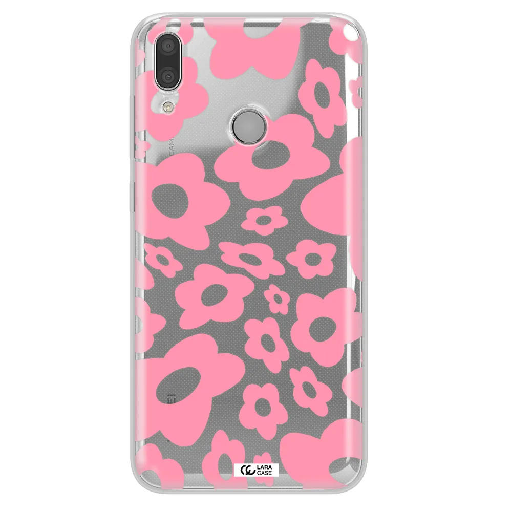 Five Petal Pink Flower Huawei Y9 2019 Clear TPU Case