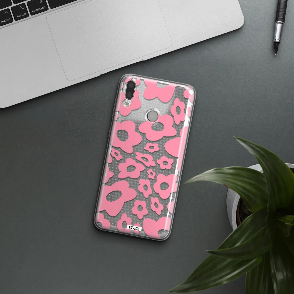 Five Petal Pink Flower Huawei Y9 2019 Clear TPU Case