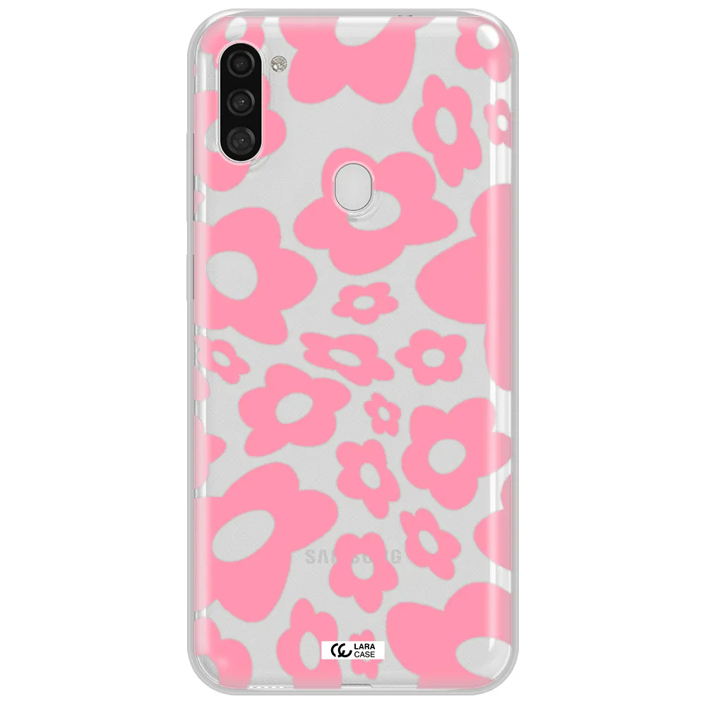 Five Petal Pink Flower Samsung A11 Clear TPU Case
