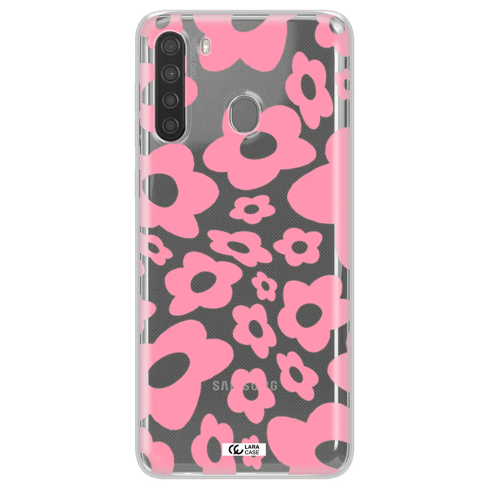 Five Petal Pink Flower Samsung A21 Clear TPU Case