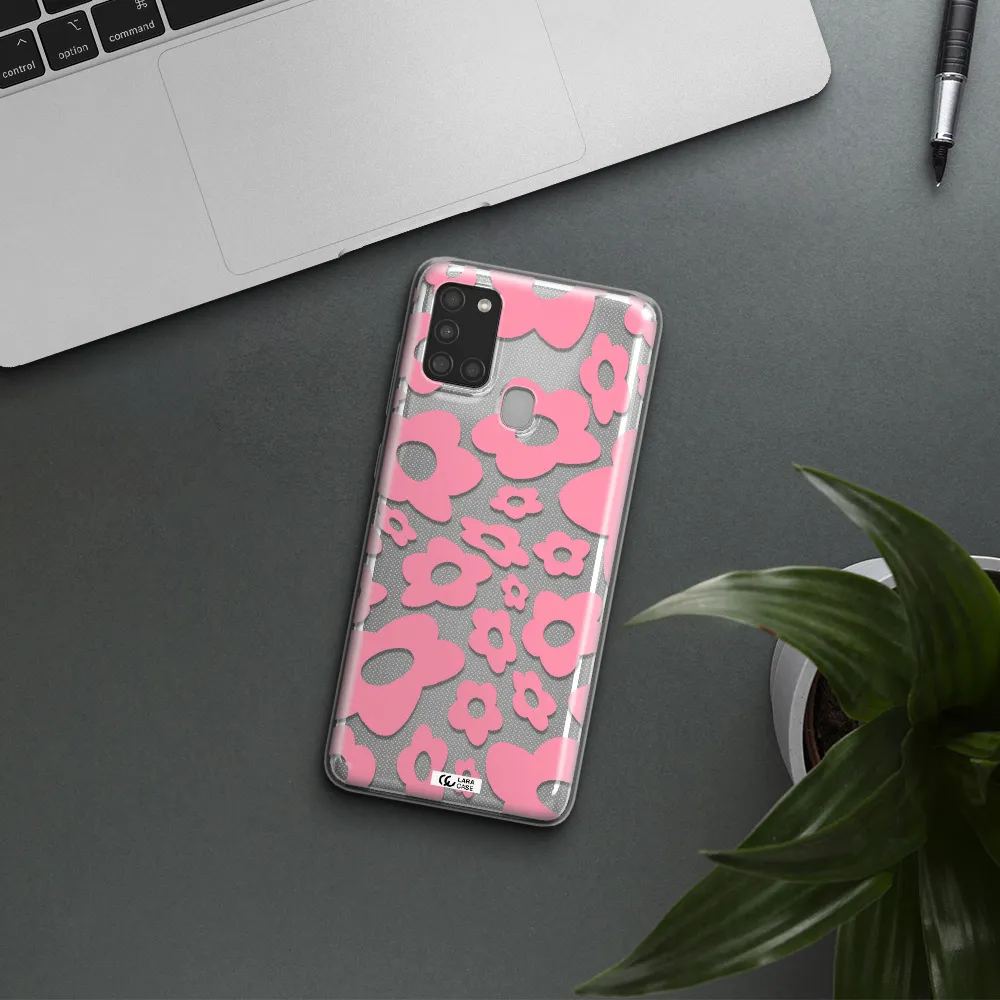 Five Petal Pink Flower Samsung A21S Clear TPU Case