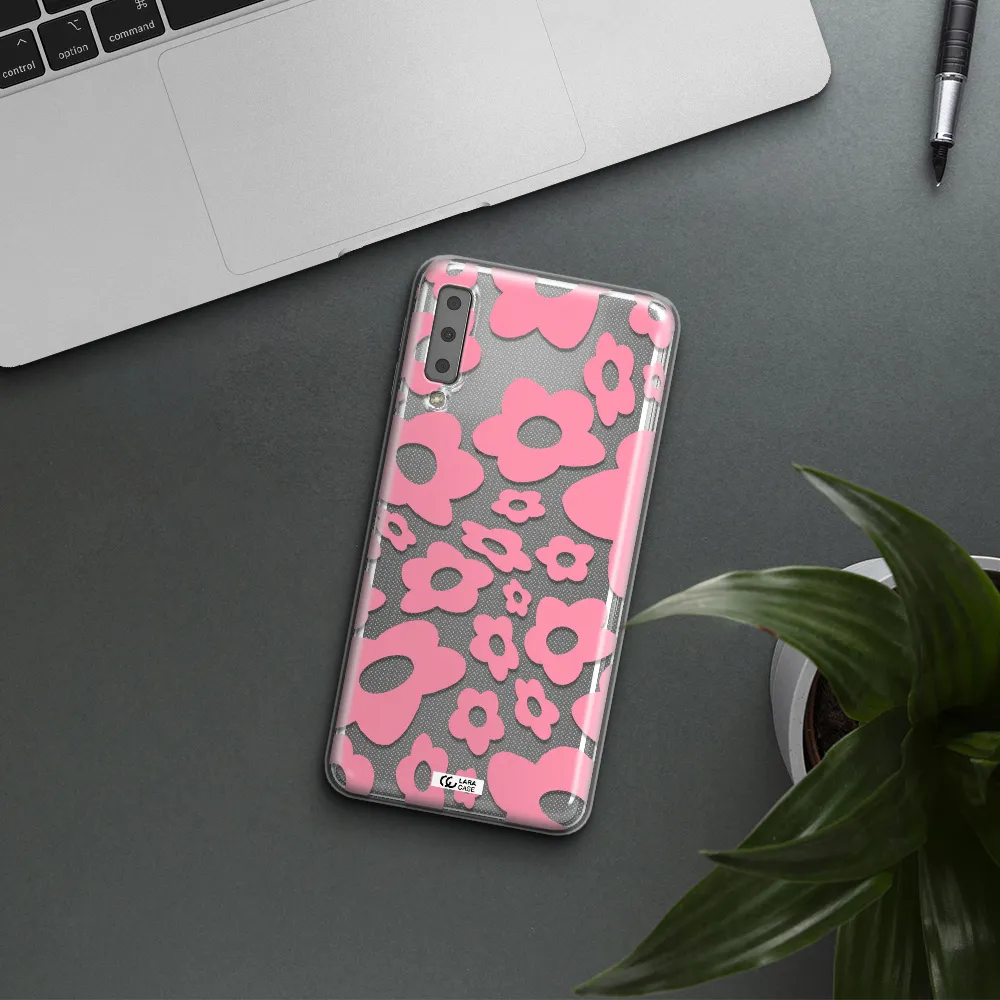 Five Petal Pink Flower Samsung A7 2018 Clear TPU Case