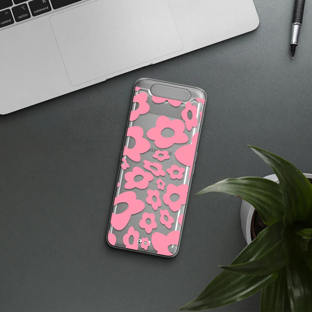 Five Petal Pink Flower Samsung A80 Clear TPU Case