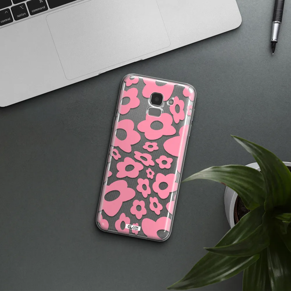 Five Petal Pink Flower Samsung J6 Clear TPU Case