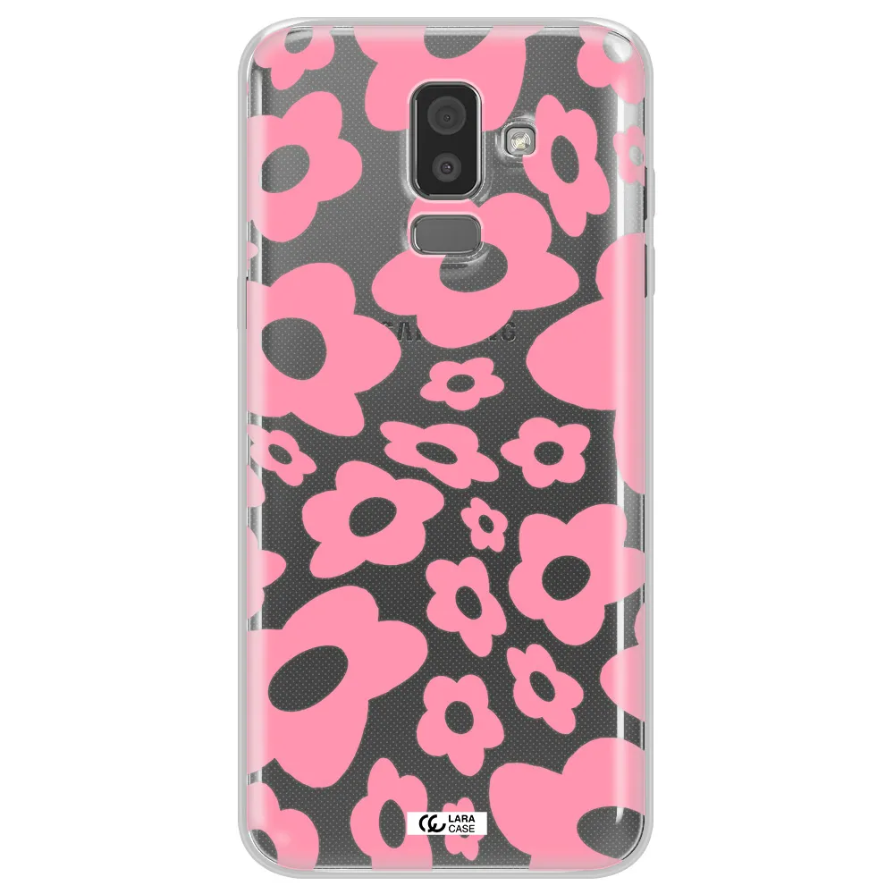 Five Petal Pink Flower Samsung J8 Clear TPU Case